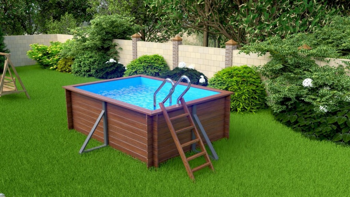 Деревянный сборный бассейн "Кая" 370 х 250 х 145 см от Кристалл глубиной 145 см, прямоугольник морозоустойчивый