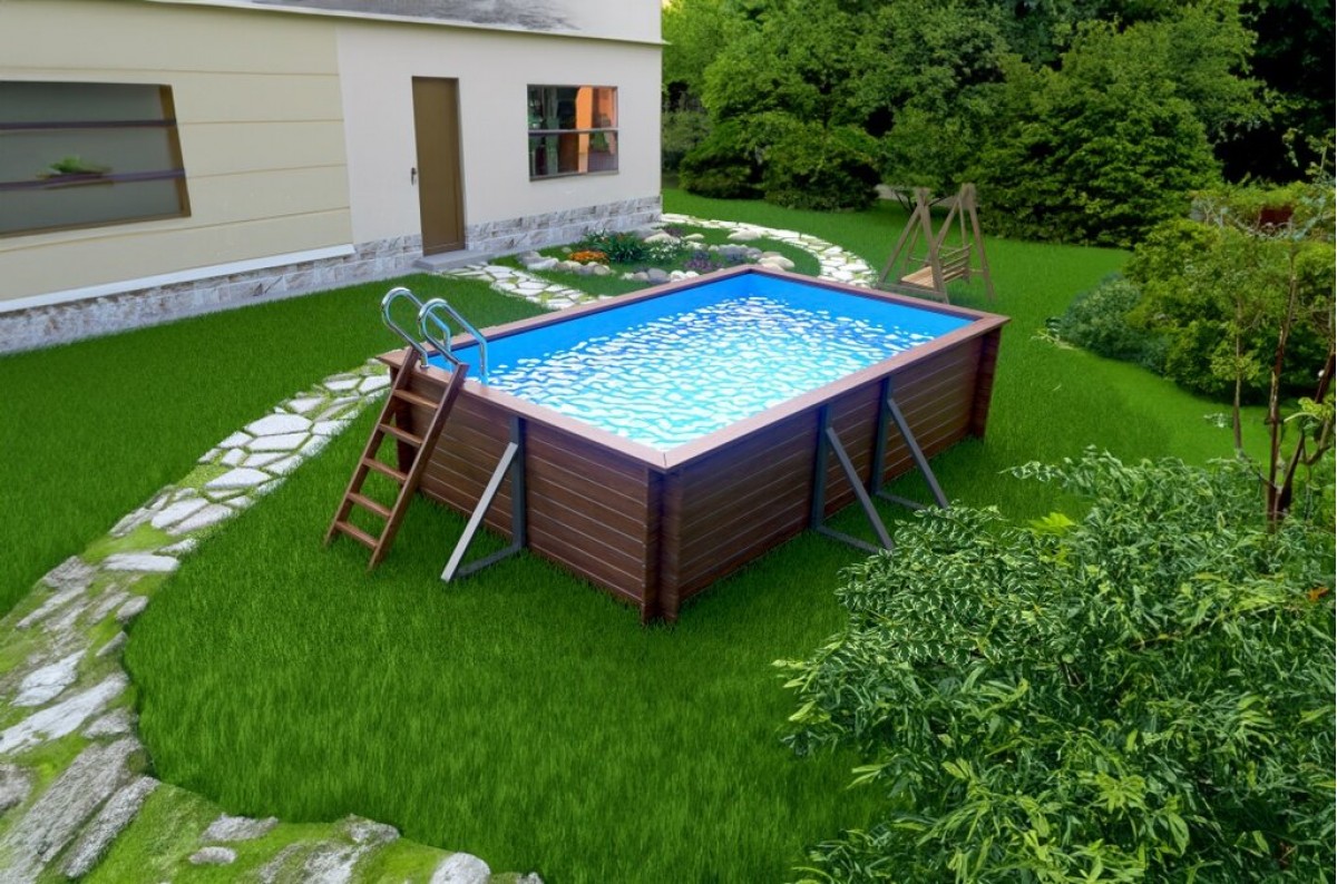 Деревянный сборный бассейн "Китой" 500 х 300 х 115 см от Кристалл глубиной 115 см, прямоугольник морозоустойчивый