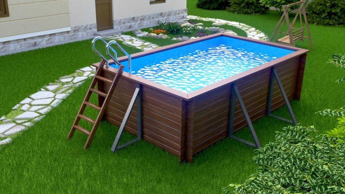 Деревянный сборный бассейн "Витим" 460 х 250 х 145 см от Кристалл глубиной 145 см, прямоугольник морозоустойчивый