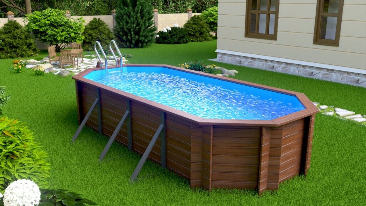 Деревянный сборный бассейн "Ангара" 600 х 250 х 115 см от Кристалл глубиной 115 см, овальный морозоустойчивый