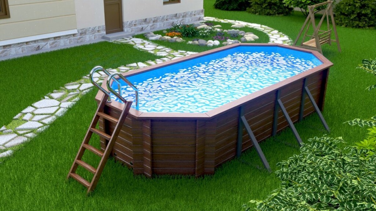 Деревянный сборный бассейн "Ангара" 600 х 250 х 115 см от Кристалл глубиной 115 см, овальный морозоустойчивый