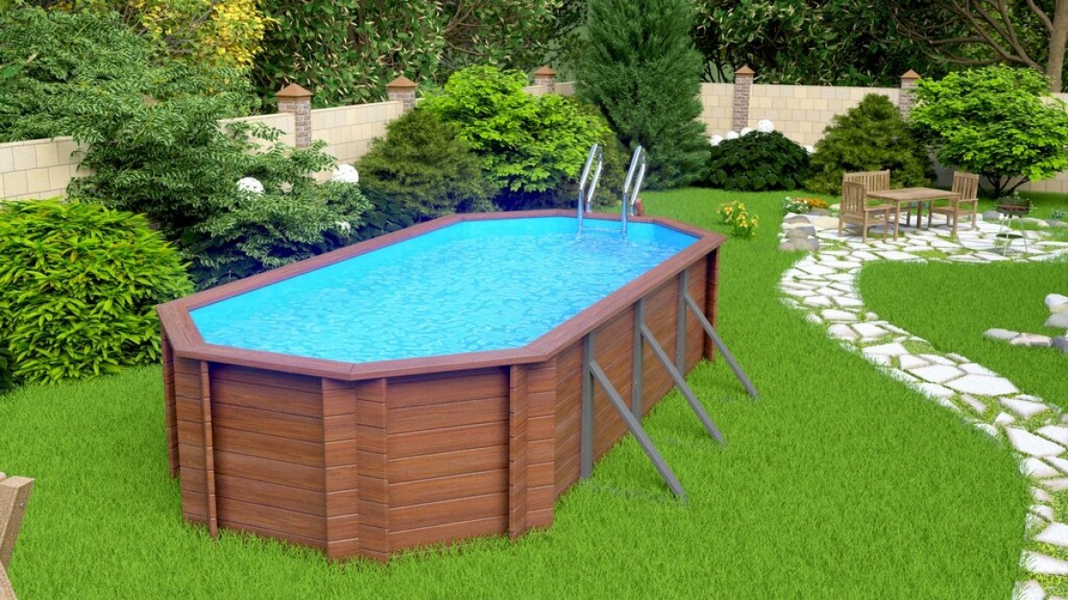 Деревянный сборный бассейн "Ангара" 600 х 250 х 115 см от Кристалл глубиной 115 см, овальный морозоустойчивый