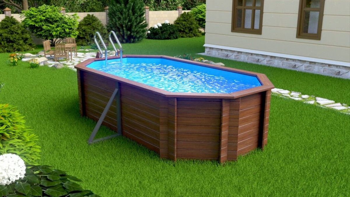 Деревянный сборный бассейн "Баргузин" 500 х 250 х 145 см от Кристалл глубиной 145 см, овальный морозоустойчивый