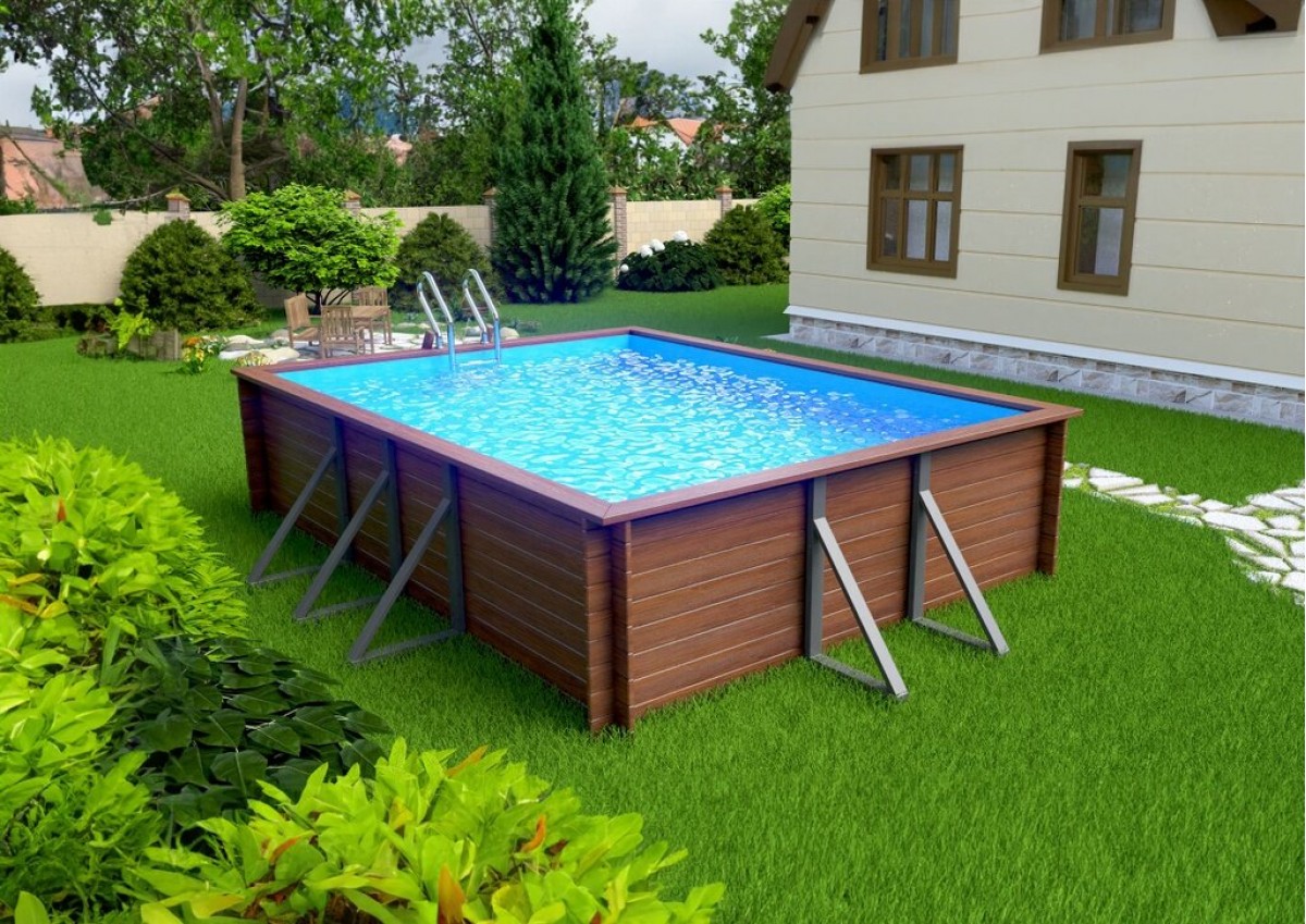 Деревянный сборный бассейн "Илим" 540 х 400 х 145 см от Кристалл глубиной 145 см, прямоугольник морозоустойчивый