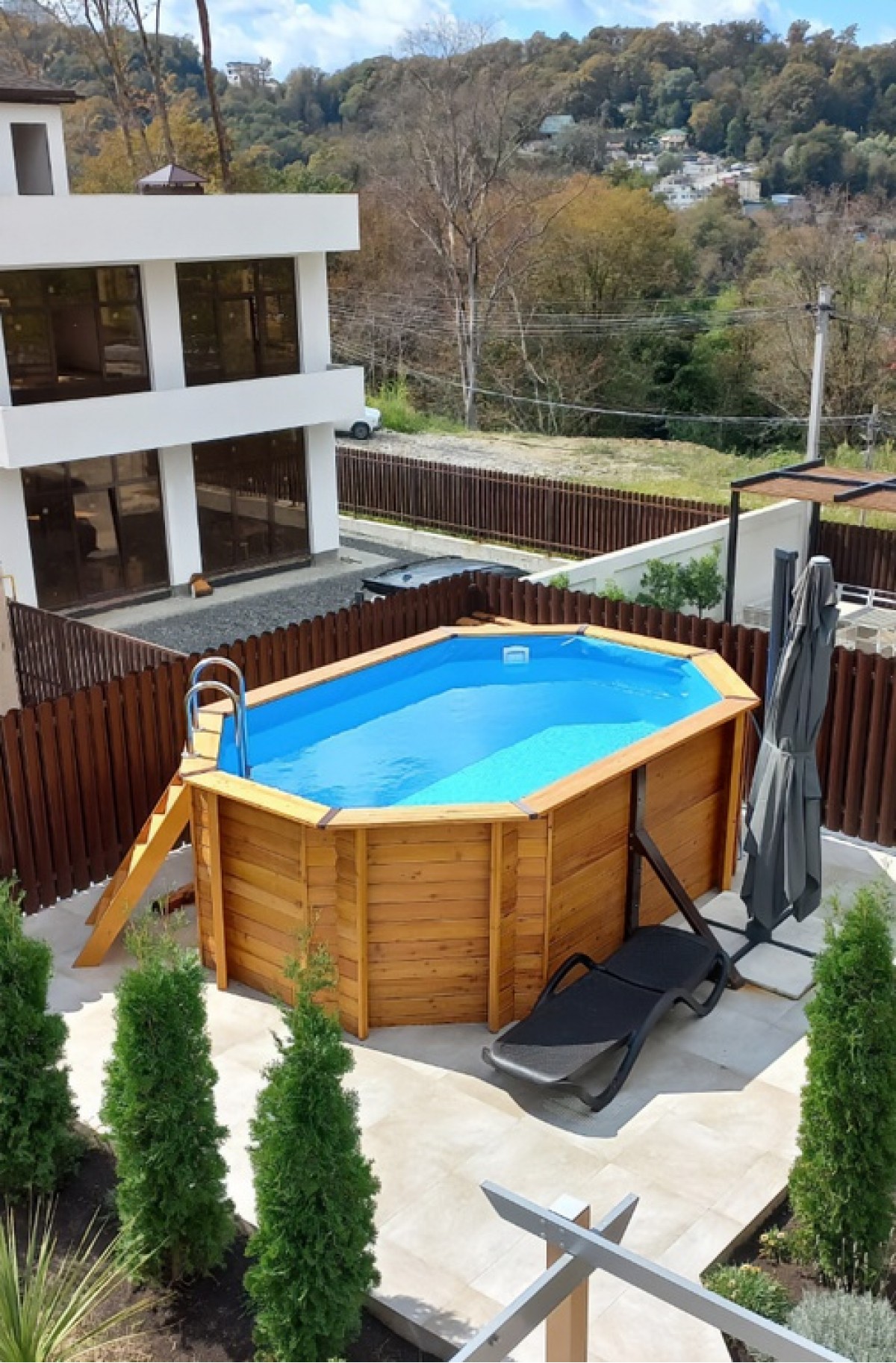 Деревянный сборный бассейн "Иркут" 400 х 250 х 115 см от Кристалл глубиной 115 см, овальный морозоустойчивый