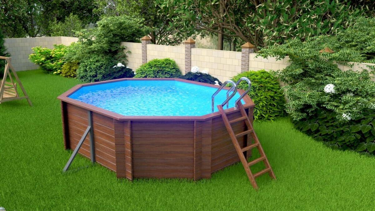 Деревянный сборный бассейн "Киренга" 465 х 370 х 115 см от Кристалл глубиной 115 см, овальный морозоустойчивый