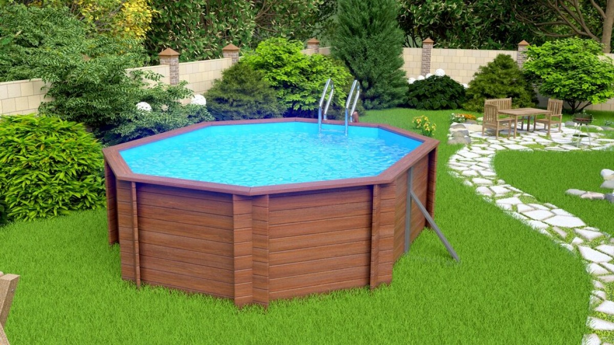 Деревянный сборный бассейн "Киренга" 465 х 370 х 115 см от Кристалл глубиной 115 см, овальный морозоустойчивый