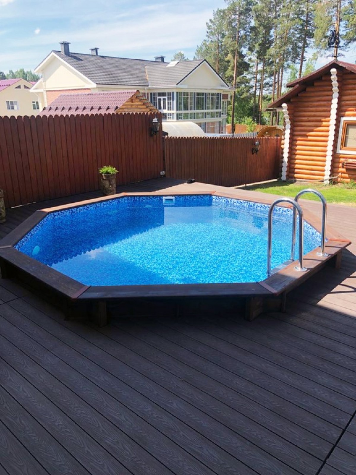 Деревянный сборный бассейн "Орон" 370 х 370 х 115 см от Кристалл глубиной 115 см, круглый морозоустойчивый