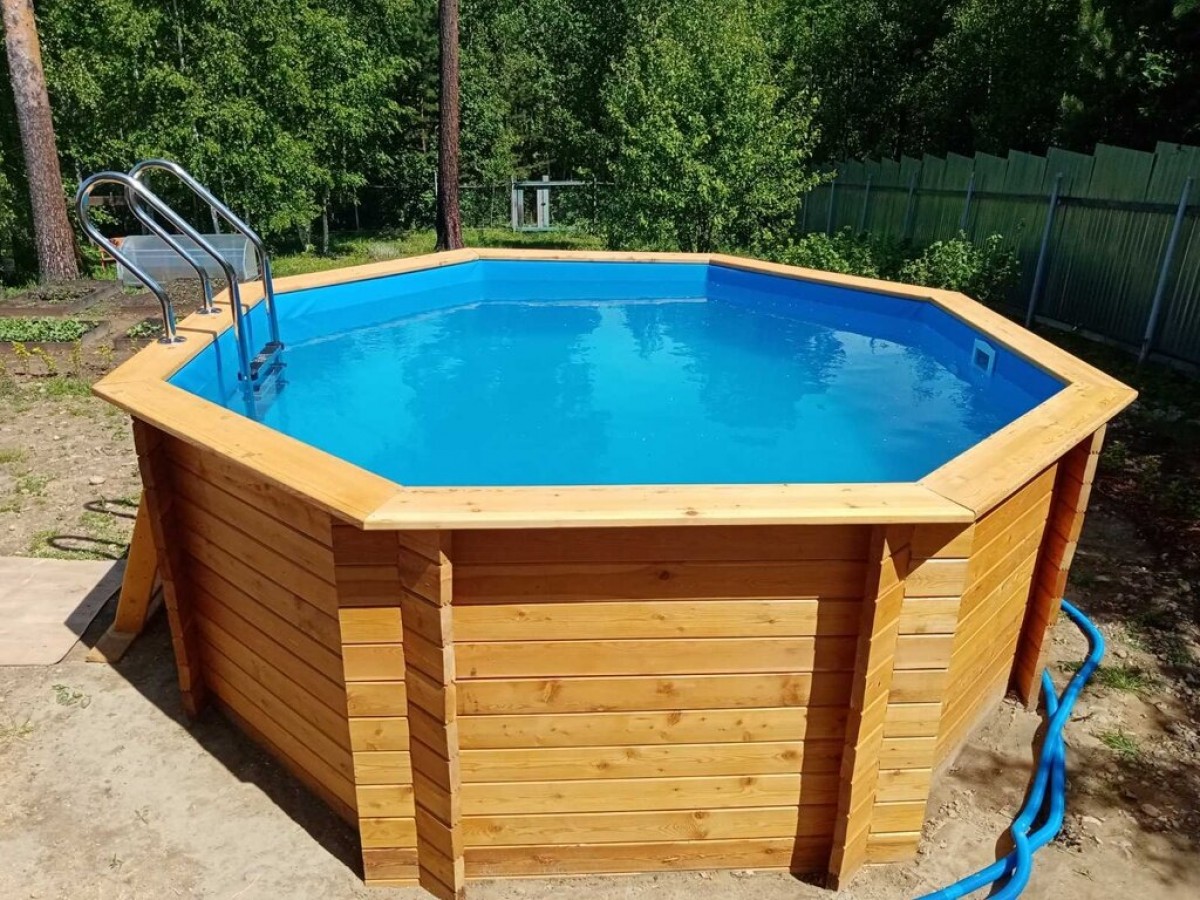 Деревянный сборный бассейн "Орон" 370 х 370 х 115 см от Кристалл глубиной 115 см, круглый морозоустойчивый