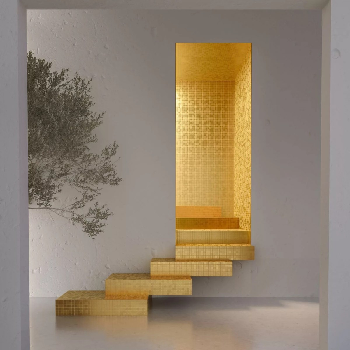 Мозаика стеклянная однотонная Ezarri Gold литое 24-каратное золото