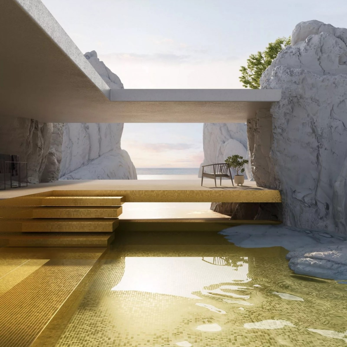 Мозаика стеклянная однотонная Ezarri Gold литое 24-каратное золото