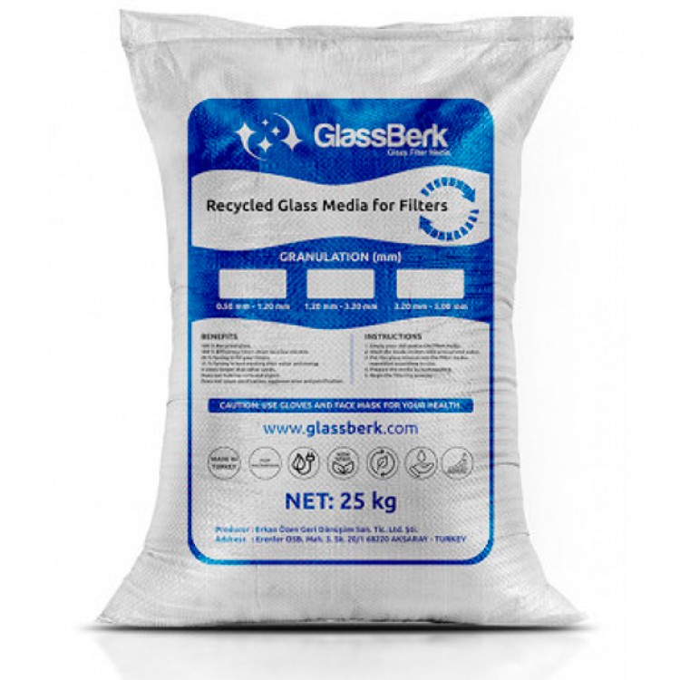 Песок стеклянный 0.5-1.2 мм, GlassВerk, мешок 25 кг