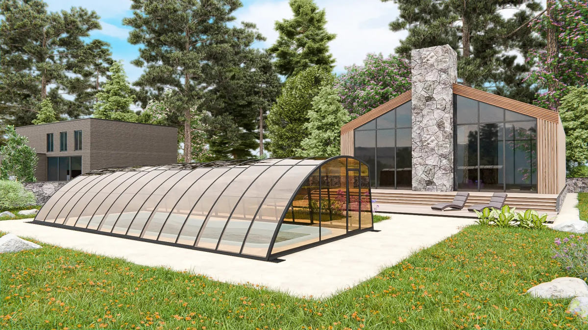 Раздвижной павильон для бассейна Avangard 6,36м*3м*1,87м Канальный поликарбонат