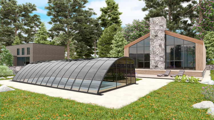 Раздвижной павильон для бассейна Avangard 6,36м*3м*1,87м Канальный поликарбонат