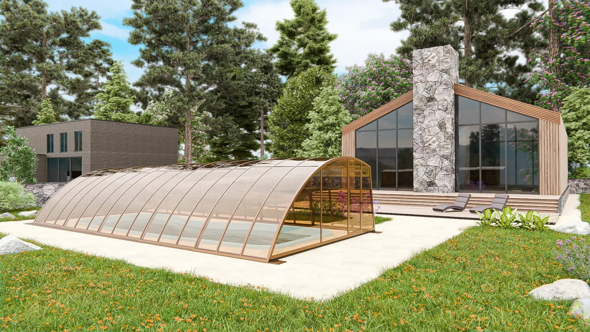 Раздвижной павильон для бассейна Avangard 6,36м*3м*1,87м Канальный поликарбонат