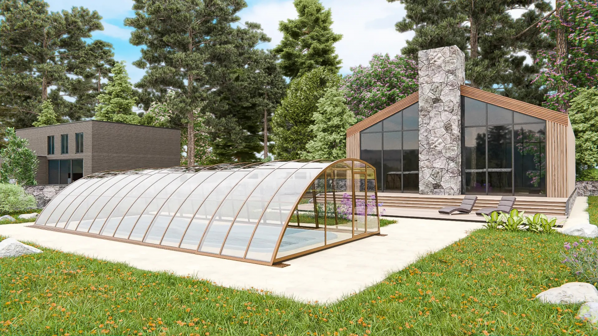 Раздвижной павильон для бассейна Avangard 6,36м*3м*1,87м Канальный поликарбонат