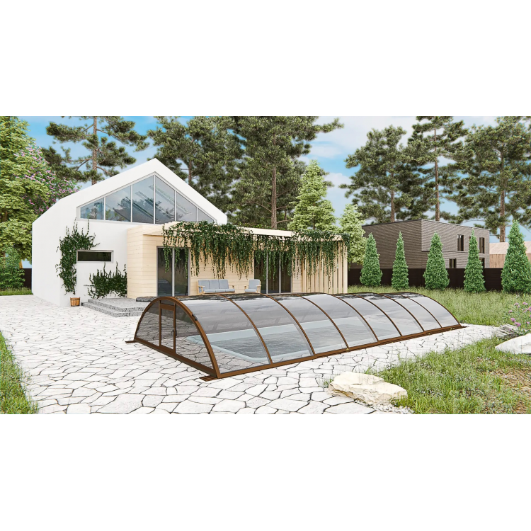 Раздвижной павильон для бассейна Standart L 10,6М*2,5М*0,8М Канальный поликарбонат