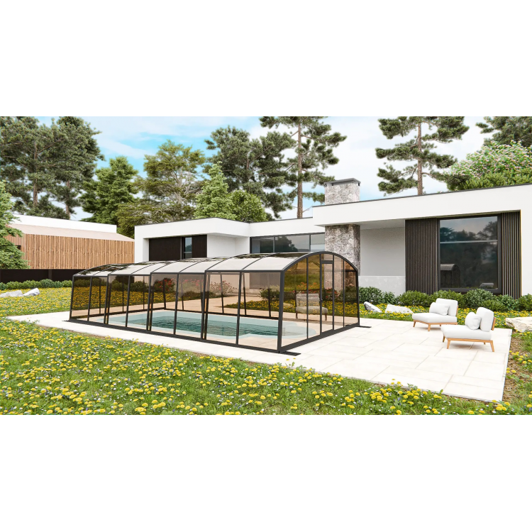 Раздвижной павильон для бассейна Avrora H 6,36м*3м*1,9м Канальный поликарбонат