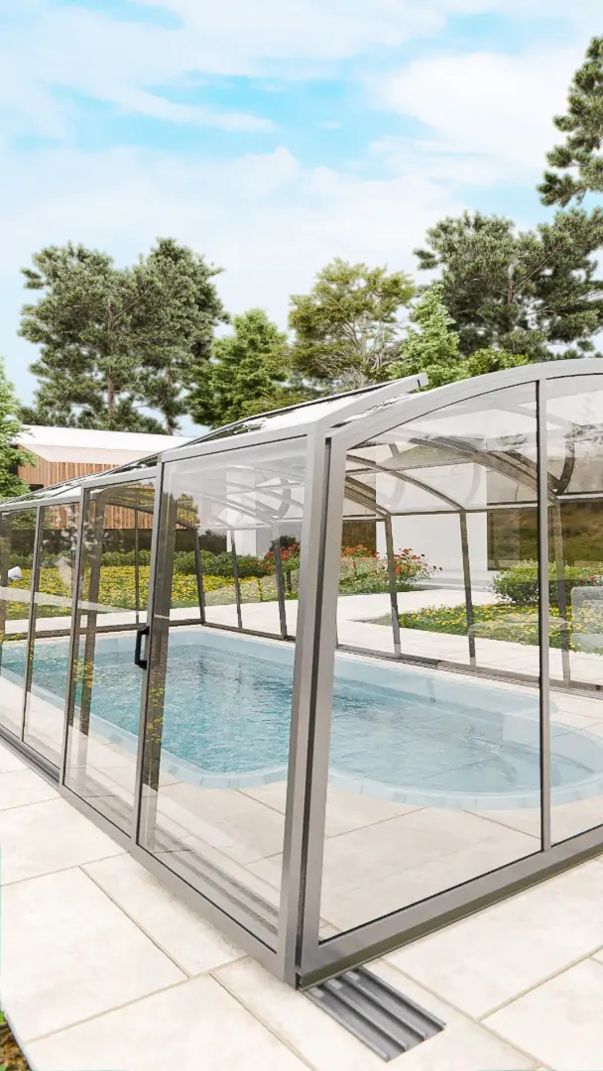 Раздвижной павильон для бассейна Avrora H 8,48м*4,5м*1,9м Литой поликарбонат