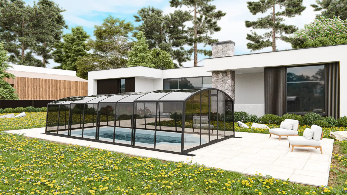 Раздвижной павильон для бассейна Avrora H 8,48м*4,5м*1,9м Литой поликарбонат