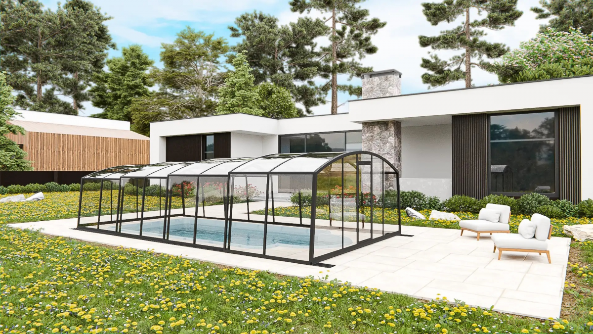 Раздвижной павильон для бассейна Avrora H 8,48м*4,5м*1,9м Литой поликарбонат