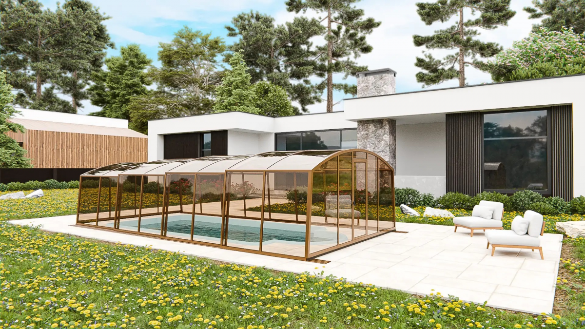 Раздвижной павильон для бассейна Avrora H 8,48м*4,5м*1,9м Литой поликарбонат