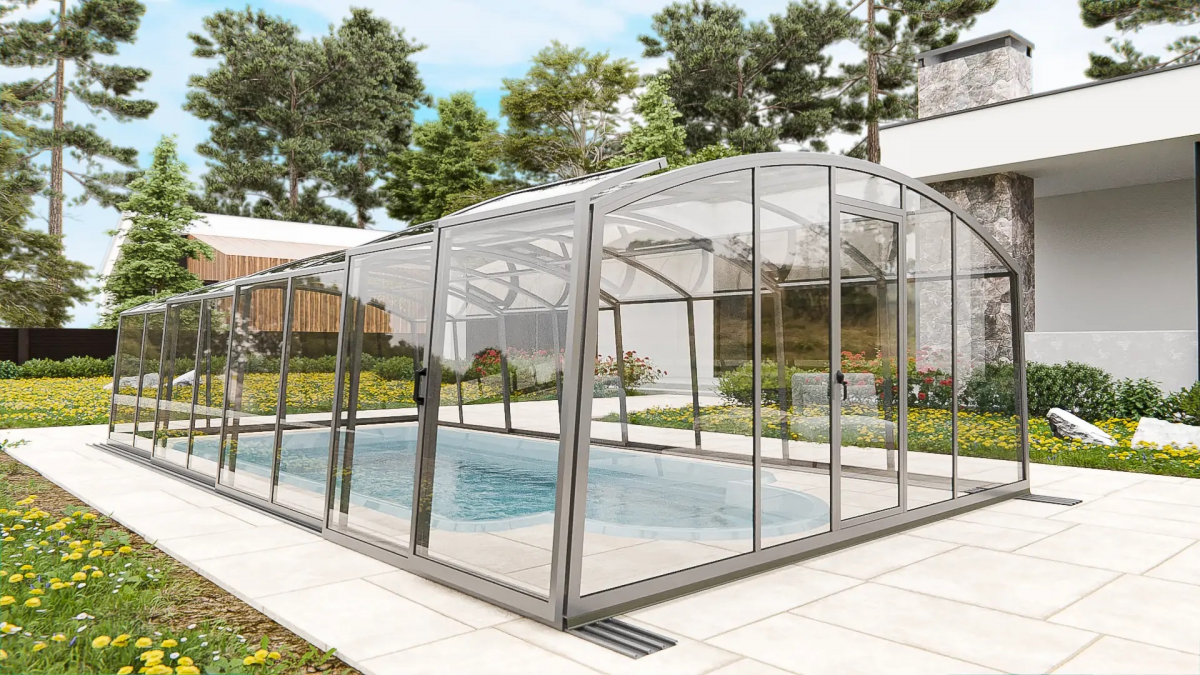 Раздвижной павильон для бассейна Avrora H 8,48м*4,5м*1,9м Литой поликарбонат