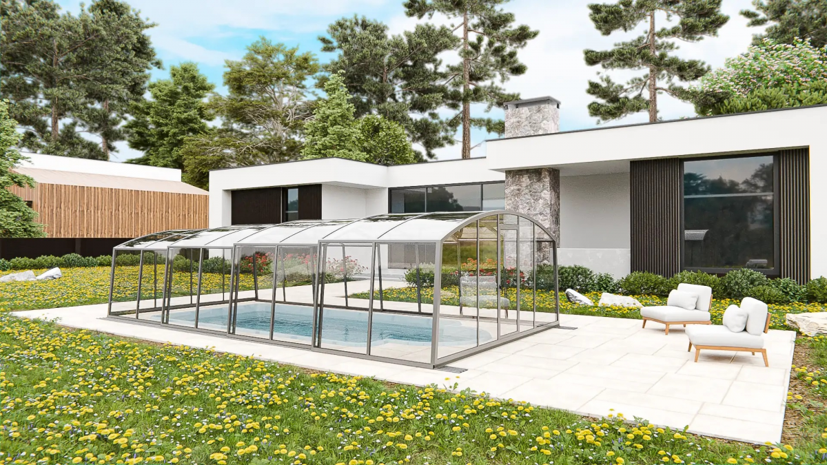 Раздвижной павильон для бассейна Avrora H 8,48м*4,5м*1,9м Литой поликарбонат