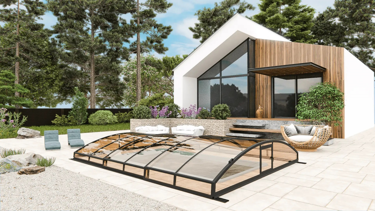 Раздвижной павильон для бассейна Avrora L 6,36м*3,5м*0,7м Литой поликарбонат