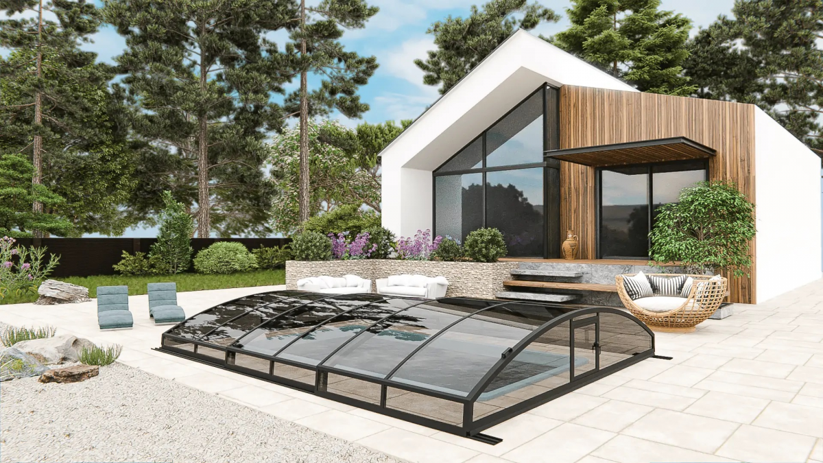 Раздвижной павильон для бассейна Avrora L 6,36м*3,5м*0,7м Литой поликарбонат