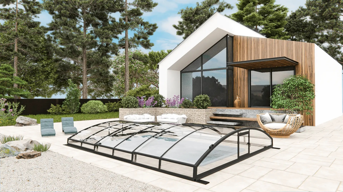 Раздвижной павильон для бассейна Avrora L 6,36м*3,5м*0,7м Литой поликарбонат