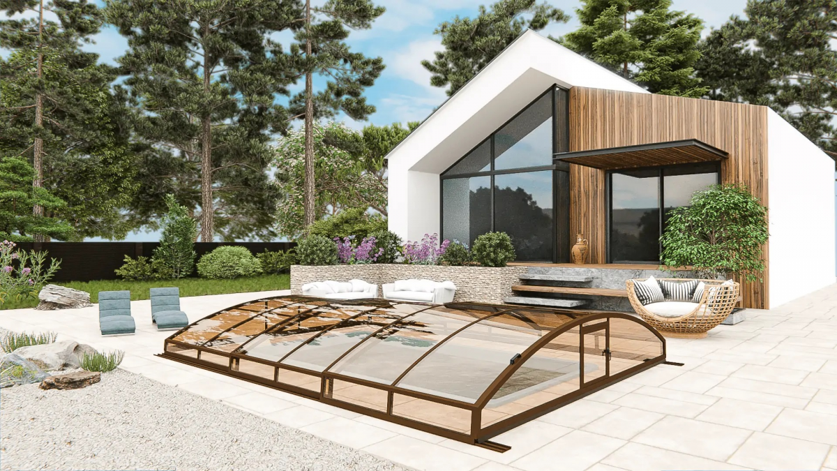 Раздвижной павильон для бассейна Avrora L 6,36м*3,5м*0,7м Литой поликарбонат