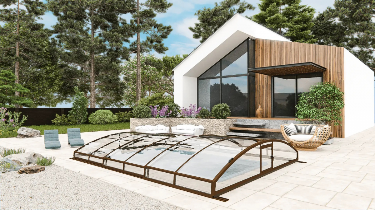 Раздвижной павильон для бассейна Avrora L 6,36м*3,5м*0,7м Литой поликарбонат