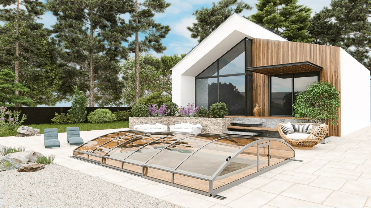 Раздвижной павильон для бассейна Avrora L 6,36м*3,5м*0,7м Литой поликарбонат