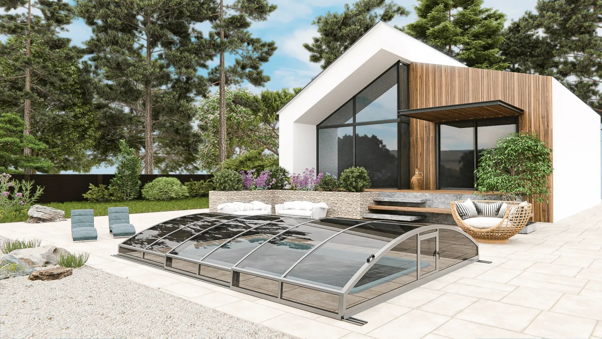 Раздвижной павильон для бассейна Avrora L 6,36м*3,5м*0,7м Литой поликарбонат