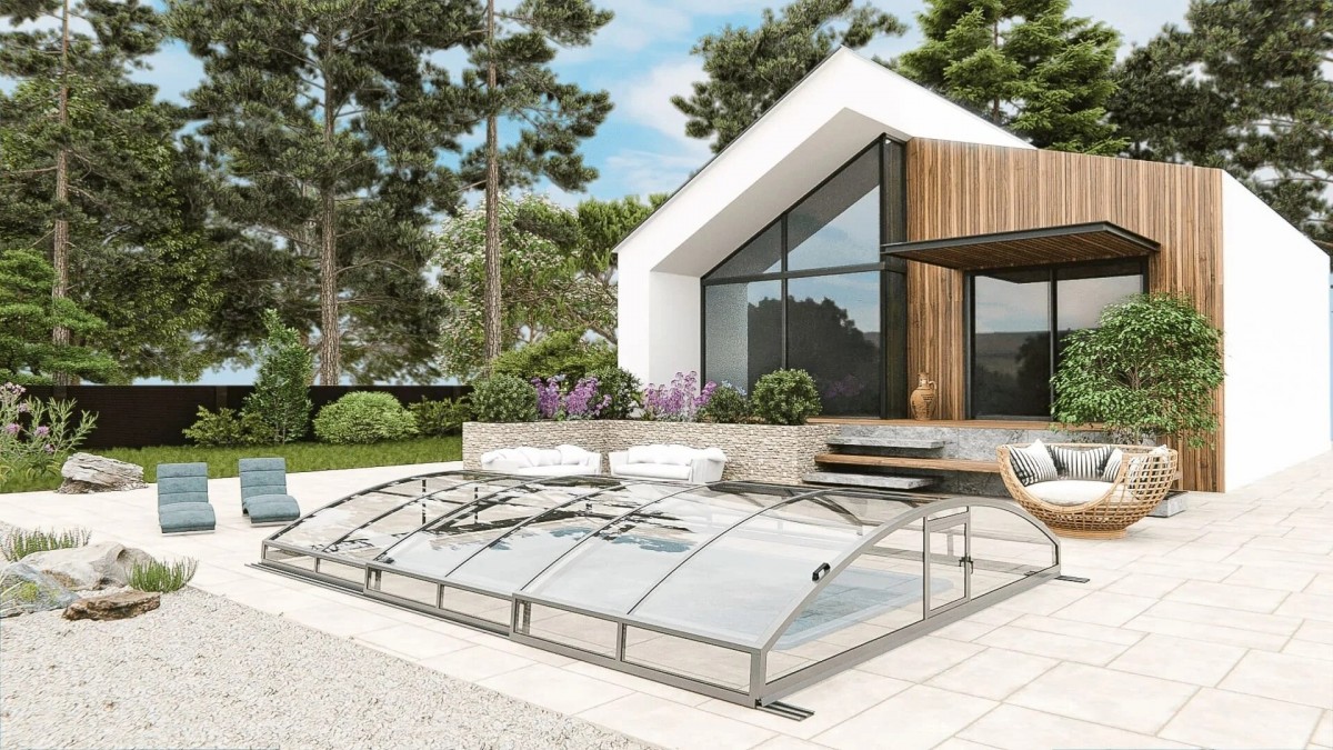 Раздвижной павильон для бассейна Avrora L 6,36м*3,5м*0,7м Литой поликарбонат