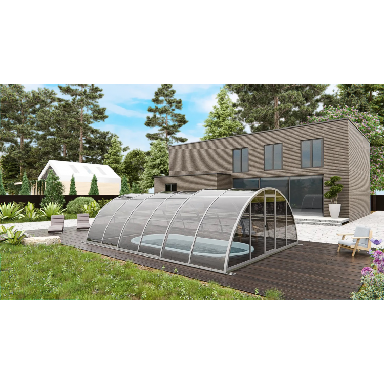 Раздвижной павильон для бассейна Standart H 6,36м*4м*1,70м Литой поликарбонат